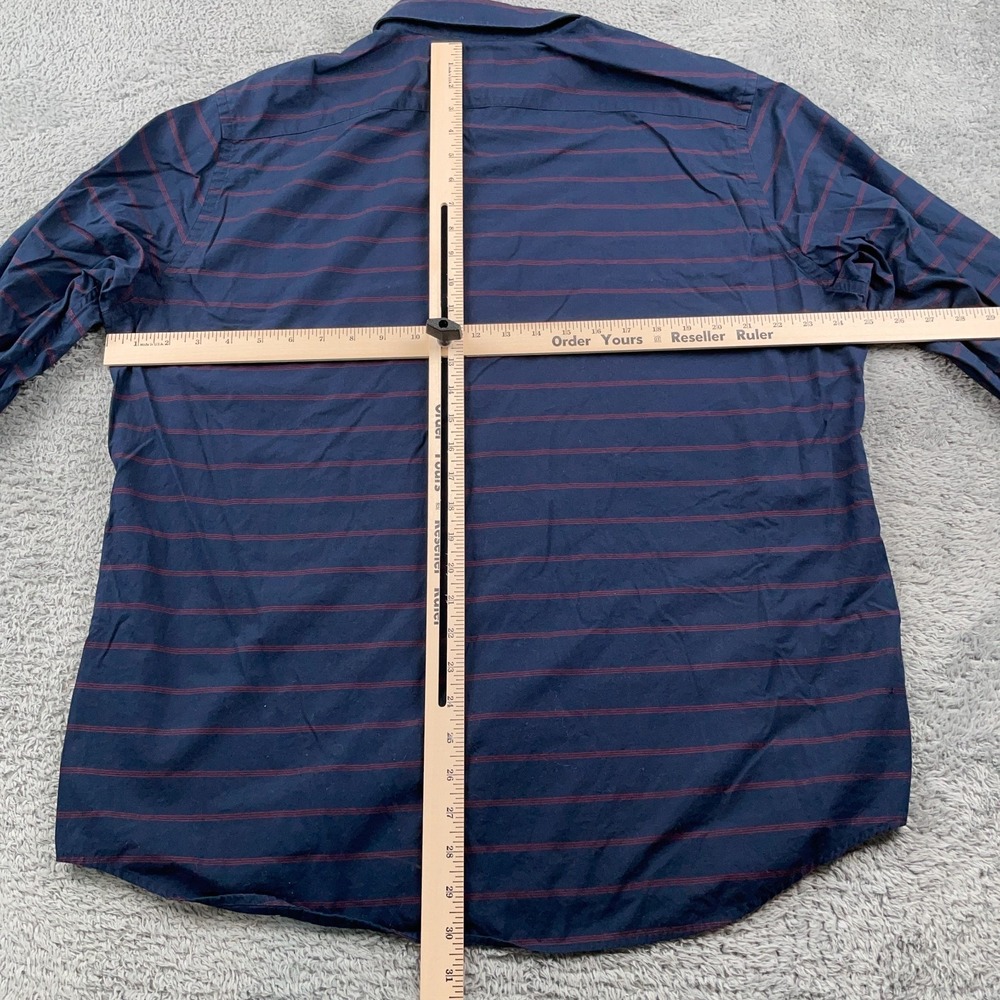 Banana Republic Shirt Mens XL Blue Red Striped Soft Wash Cotton Casual Preppy - Picture 4 of 9